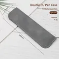 Minimalist light grey PU leather dual pen sleeve for stationary storage - Light Gray