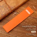Professional vintage orange PU leather pen sleeve with stitched edges for fountain pens - Orange