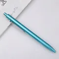 Slim metallic blue ballpoint pen with sleek matte finish and silver clip - Blue