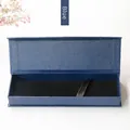 Caja de regalo rectangular azul marino para bolígrafos con tapa magnética abatible - 17*5.3*2.2cm / Azul