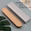 Golden tin box with EVA lining and white paper sleeve for pens or beauty needles - Gold EVA Lining With Paper Sleeve