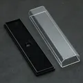 Astuccio per penne rettangolare trasparente con base nera per confezioni regalo eleganti - Coperchio Trasparente Con Base Rossa (Stile Inchiostro Nero)