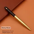 Retro brass and ebony wood rollerball pen with 14x1.1cm dimensions and 27g weight. - Ebony Wood