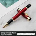 Luxurious red metal rollerball pen featuring an exquisite golden dragon head clip. - Red