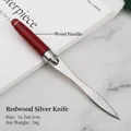 Tagliacarte artigianale in legno rosso con elegante lama in acciaio inossidabile argento - Tagliacarte Palissandro Argento / 16.2x8.5cm