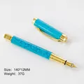 Luxurious blue turquoise marble pattern fountain pen with elegant gold trim and 37g weight - Blue