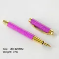 Elegant purple marble pattern fountain pen with gold trim, size 140x12mm, weight 37g. - Purple