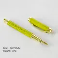 Luxury marble pattern fountain pen with gold trim in vibrant lime green - Yellow