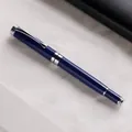 Elegant navy blue metal rollerball pen with chrome finish for professional writing - Blue
