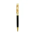 Elegant gold foil crystal ballpoint pen with black and gold metal barrel - 1.0mm Black Ink / Black
