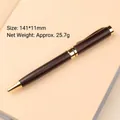 Retro black wooden ballpoint pen with elegant gold brass accents, 141x11mm, 25.7g weight - Black Wood Gold Accessories