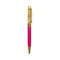 Elegant rose pink gold foil crystal ballpoint pen with luxury metallic gold accents. - 1.0mm Black Ink / Watermelon red