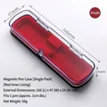 Professional transparent plastic pen box with red velvet lining and magnetic lid - Single Piece / Red