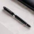 Elegant black metal rollerball pen with silver accents for professional business signing. - Black Silver