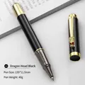 Black metal rollerball pen with golden dragon head clip and red gem eyes - Dragon Head Style / Black