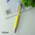 Premium yellow metal ballpoint pen filled with sparkling yellow crystal stones - Yellow