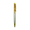 Luxury gold foil filled crystal ballpoint pen with sleek silver and gold metal body - 1.0mm Black Ink / Silver