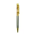 Elegant gold leaf crystal ballpoint pen with metallic grey finish. - 1.0mm Black Ink / Light Gray