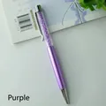 Purple crystal ballpoint pen with sparkling rhinestones for gift or office use. - Purple