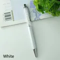 Elegant white metal ballpoint pen featuring clear barrel filled with silver crystal rhinestones - White