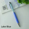 Elegant lake blue crystal ballpoint pen featuring sparkling rhinestones and chrome accents. - Lake Blue