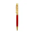 Elegant gold foil and crystal ballpoint pen with premium red metal barrel for gifts - 1.0mm Black Ink / China Red