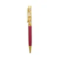 Elegant rose red metal ballpoint pen with decorative gold foil in a crystal barrel - 1.0mm Black Ink / Burgundy