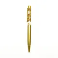 Elegant gold ballpoint pen featuring luxury gold foil flakes inside transparent barrel - 1.0mm Black Ink / Earth Gold