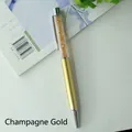 Luxury crystal ballpoint pen with gold rhinestones and metallic barrel - Luxury Gold