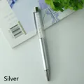 Elegant silver ballpoint pen filled with sparkling crystals on white background - Silver
