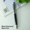 Black metal ballpoint pen featuring sparkling black crystal filled upper barrel - Black Rhinestone / Black