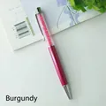 Burgundy metal ballpoint pen with pink crystal filling and silver clip - Burgundy