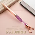 Rose gold reindeer metal quicksand ballpoint pen with vibrant purple glitter liquid fill - Rose Gold