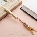 Elegant golden reindeer head ballpoint pen with sparkling rose gold quicksand glitter - Luxury Gold