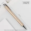 Premium champagne gold metal retractable ballpoint pen with 140mm length measurement details - Luxury Gold