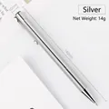 Stylo bille rétractable en aluminium argenté, 140 mm de long, 10 mm de diamètre - Stylo à Bille à Poussoir (0007) / 0.7 Pointe Bille / Argent Brillant
