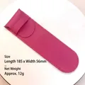 Detailansicht eines rosaroten PU-Leder-Stiftetuis mit Abmessungen und Gewicht - 185x56mm / Fuchsia