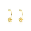 Elegantes pendientes de botón en plata S925 dorada en forma de C con diseño de flor - Plata 925 / Dorado