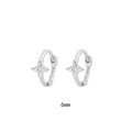 Elegantes pendientes de aro de estrella en plata S925 con circón, 6 mm de diámetro - 6mm / Oro blanco