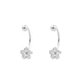 Elegantes pendientes de flores de plata de ley S925 en forma de C con cierre de rosca - Plata 925 / Oro blanco