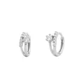 Elegantes pendientes de aro de plata s925 con acentos de circonita brillante - Plata 925 / Oro blanco