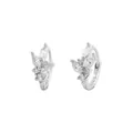 Elegantes pendientes de aro S925 de plata de ley con forma de hoja y circonitas - Plata 925 / Oro blanco