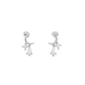 Pendientes de botón luna y estrella en plata s925 y circón con cierre de rosca seguro. - Plata 925 / Oro blanco
