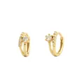 Pendientes de aro en plata de ley 925 bañada en oro con piedras de circonita cúbica - Plata 925 / Dorado