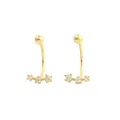 Elegantes pendientes de plata S925 dorados en forma de C con circonitas y cierre de rosca - Plata 925 / Dorado