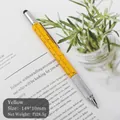 Professional yellow 6-in-1 multi-functional tool pen featuring a ruler and stylus - Yellow