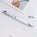 Elegant white crystal ballpoint pen with sparkling diamond accents for office use - White