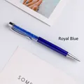 Elegant royal blue metal ballpoint pen with sparkling crystal fill in gift style. - Sapphire Blue