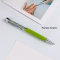 Elegant grass green ballpoint pen featuring a crystal-filled top and metallic finish - Grass Green