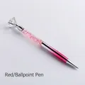 Elegant large diamond ballpoint pen with pink liquid glitter sand barrel in red - Pink